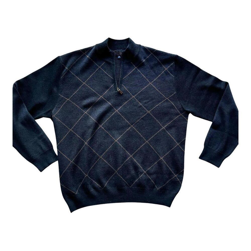 Scott Barber Men's Argyle Pullover Sweater XL Made in Italy
